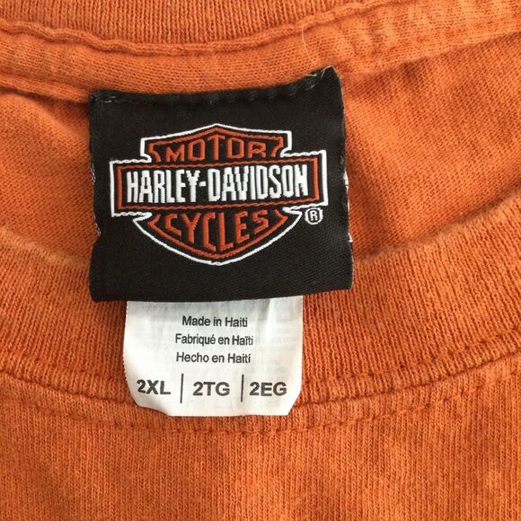 Harley-Davidson T-Shirt Men’s Size 2XL Orange Screamin Eagles Motorcycles Gildan - Picture 8 of 9
